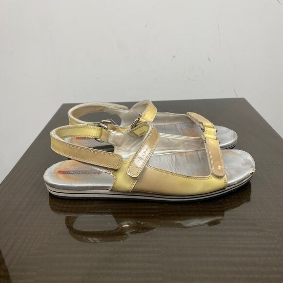 Rare Prada Fume Ombre Patent Leather Gladiator Sandals Women's 38 Y2K - Picture 3 of 12